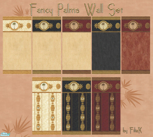 Sims 2 — Fancy Palms Wall Set by filizk — These extravagant wallpapers are for those sims who wouldn\'t settle with the