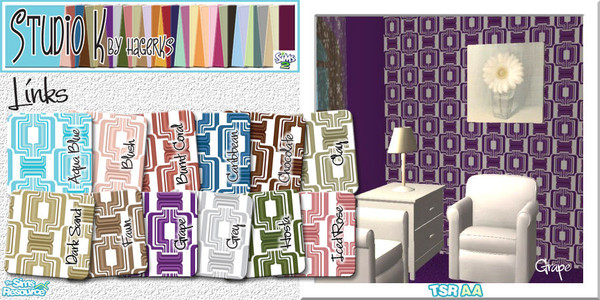 Sims 2 — Studio K Links_01 by StudioKhagerks — 1-12 of 36 colors. Studio K Signature colors in a fun link design.