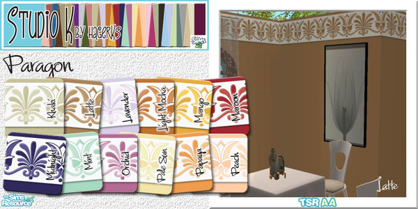 Sims 2 — Studio K Paragon_02 by StudioKhagerks — 13-24 of 36 colors. Studio K Signature colors with a nice top border.