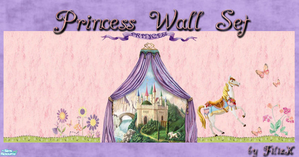 Sims 2 — Princess Wall Set by filizk — Your little sims will feel like a princess in a room decorated with these