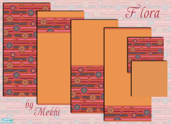 Sims 2 — Flora by Mekhi — Four colorful wallpapers and two matching carpets for your lovely homes, enjoy!