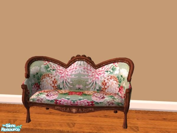 Sims 2 — Victorian Loveseats - Green Floral by drewsoltesz — A recolour of the \'Luxuraire Loveseat, here are five