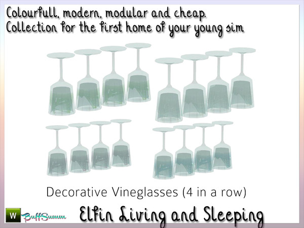 Sims 3 — Elfin Living Vineglasses by BuffSumm — Decorative Vineglasses matching the *Elfin Set* ***TSRAA***