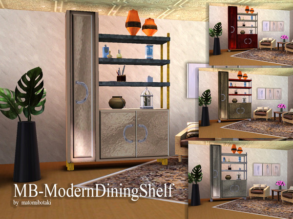 Sims 3 — MB-ModernDiningShelf by matomibotaki — MB-ModernDiningShelf, 2x1 large sideboard mesh with 7 slots for placement
