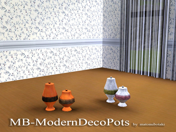 Sims 3 — MB-ModernDecoPots by matomibotaki — MB-ModernDecoPots, 2 deco pots with 3 recolorable areas, part of the -