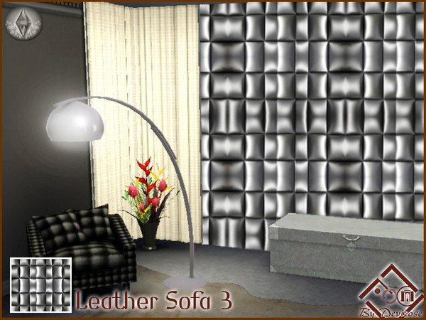 Sims 3 — Leather Sofa 3 by Devirose — Silver leather,very modern-By Devirose-created using EA's 'Create a Pattern'.'-No