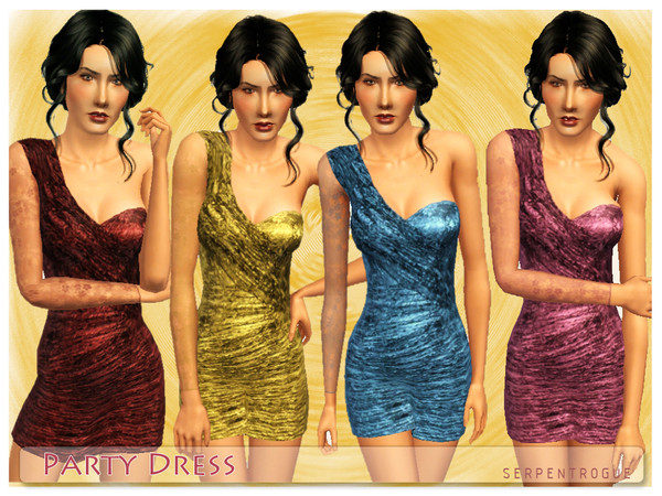 Sims 3 — Party Dress by Serpentrogue — *7 variations *young adult/adult *3 recolourable area *formal *new mesh *tested in