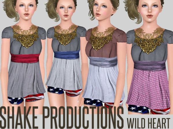 Sims 3 — Wild Heart TOP by ShakeProductions — Wild Heart top by ShakeProductions.Detailed with golden necklaced.Recorable