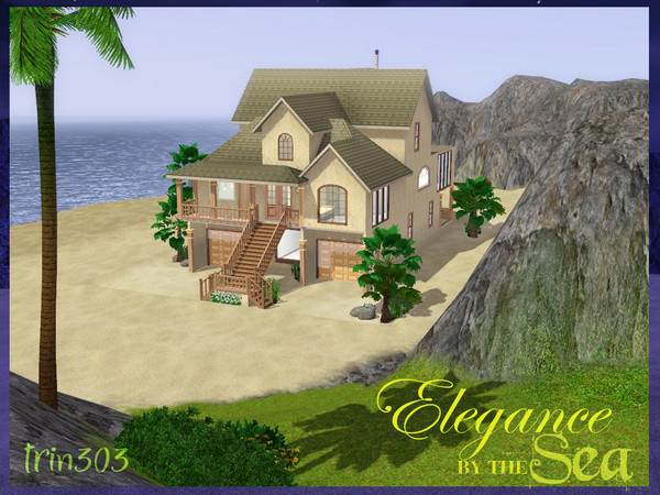 Sims 3 — Cape Cottage by trin3032 — Unique and elegant vacation home! Seaside shabby style with white interior, open