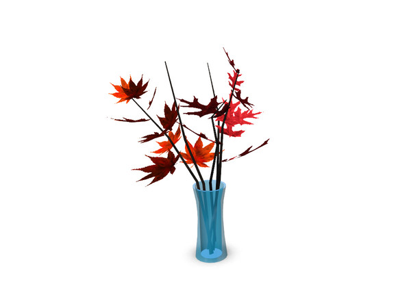Sims 3 — Avington Leaf Vase by sim_man123 — An elegant glass vase featuring a sprig from a Pin Oak and a Maple tree.