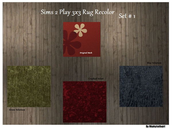 Sims 2 — Sims 2 Play 3x3 Rug Recolor SET #1 by mightyfaithgirl — A set of 3 rug recolors of Sims 2 Play\'s 3x3 Rug. Set