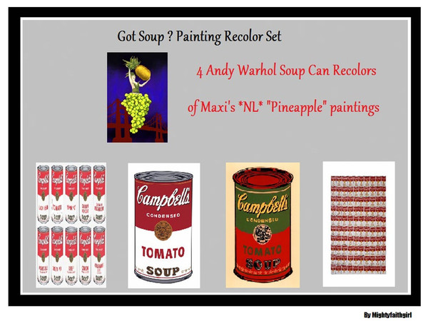 Sims 2 — Got Soup? Pineapple Painting recolor Set by mightyfaithgirl — This set of Maxi\'s \"Pineapple\"