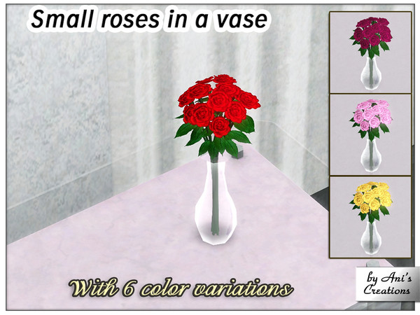 Sims 3 — Small roses in a vase by Ani's Creations by AniFlowersCreations — A lovely miniature roses in a transparent