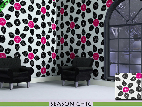 Sims 3 — Season Chic Pattern by Cyyan2 — A pattern of falling petals in shades of pink and black. 