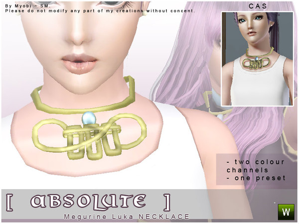 Sims 3 — [ Absolute ] - Megurine Luka Necklace by Screaming_Mustard — As per popular request, I've finally finished a