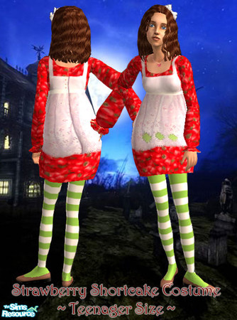Sims 2 — Strawberry Shortcake Costume Set - Teen Costume by sweettems — Remember the old Strawberry? Well, she\'s back
