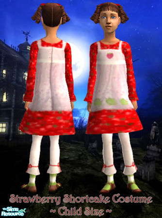 Sims 2 — Strawberry Shortcake Costume Set - Child Costume by sweettems — Remember the old Strawberry? Well, she\'s back