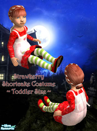 Sims 2 — Strawberry Shortcake Costume Set - Toddler Costume by sweettems — Remember the old Strawberry? Well, she\'s back