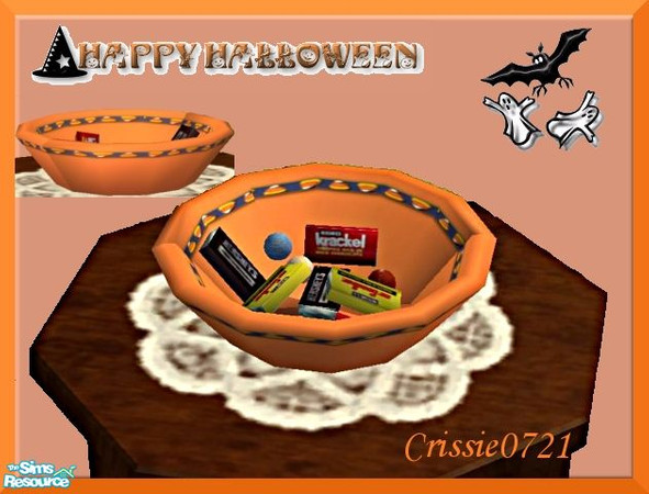 Sims 2 — Bowl of Halloween Candy by Crissie0721 — Trick or treaters have been busy this year, your candy bowl is almost