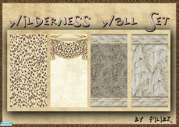 Sims 2 — Wilderness Wall Set by filizk — Let your sims go wild, and decorate their walls with my wilderness set. Mix