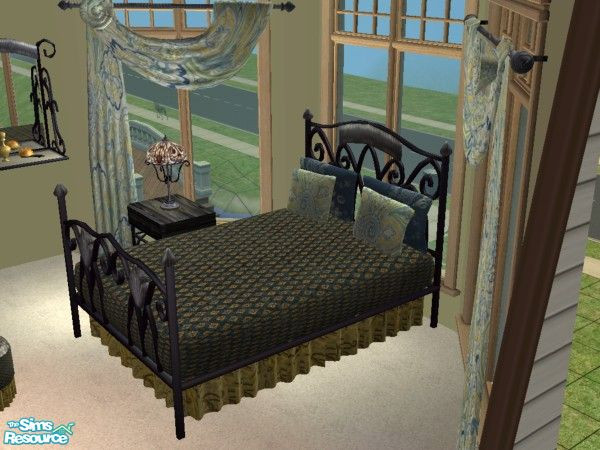 Sims 2 — Twilight Bedroom Bed by brena31 —  The bed from Vitasims\' regatta bedroom with a black frame and blue and gold