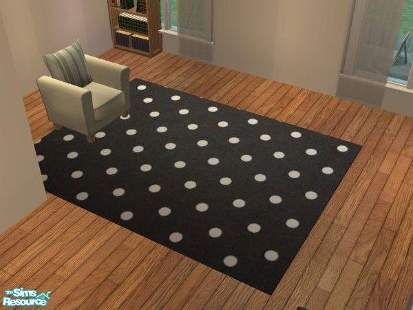 Sims 2 — Rug Set One - White Polka by bethbrit — A black rug with white polka dots on it. Based on Echo\'s mesh.