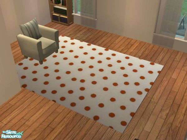 Sims 2 — Rug Set One - Brown Polka by bethbrit — A white rug with brown polka dots based on Echos\' mesh.