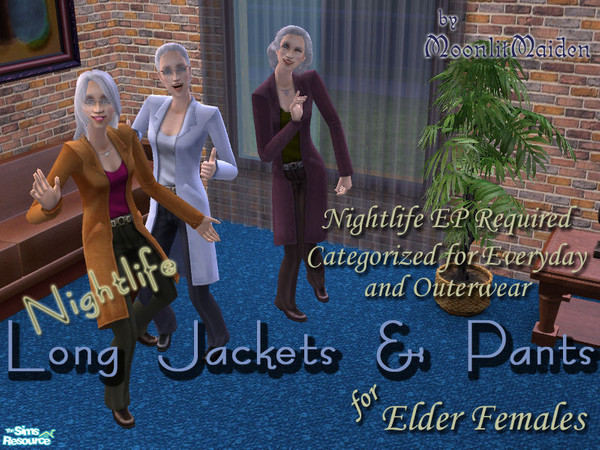Sims 2 — NL Long Jackets & Pants for Elder Females by moonlitmaiden — Tired of few decent clothes for elders? Expand