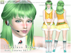 Sims 3 — [ Endless Night ] - Gumi Cosplay Set by Screaming_Mustard — Hi all, here is the much requested Vocaloid Gumi set