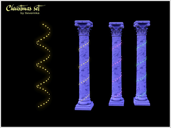 Sims 3 — Christmas garland for columns by Severinka_ — Glow in the dark garlands to decorate the pillars. 1 zone recolor.