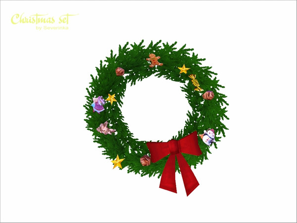 Sims 3 — Christmas fir wreath by Severinka_ — Christmas fir wreath with toys to decorate the walls. Decorate them to