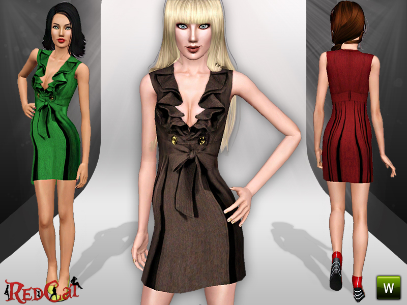 The Sims Resource - Ruffle Collar Dress Set