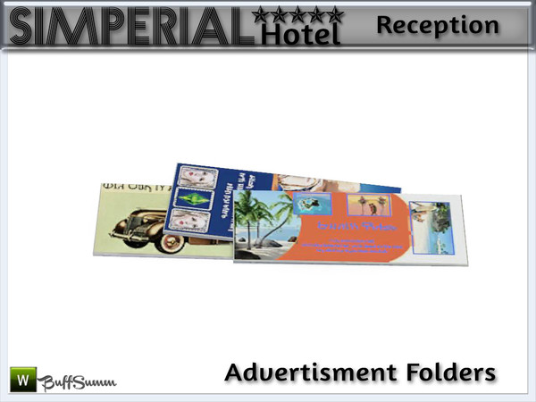 Sims 3 — Simperial Reception Folders lie by BuffSumm — Folders to lay on surfaces. Part of the *Hotel Simperial Series -