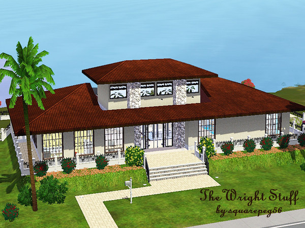 Sims 3 — The Wright Stuff  by squarepeg56 — Lovely home inspired by Frank Lloyd Wright's pure prairie style homes. Four