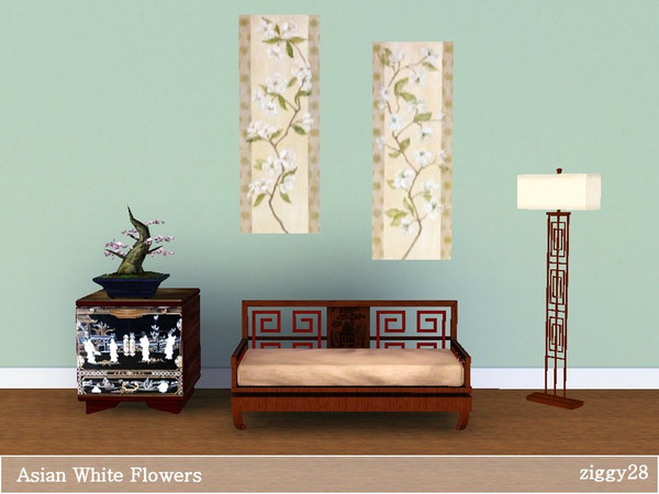 Sims 3 — Asian White Flowers by ziggy28 — A set of two paintings of Asian Dogwood and White Cherry Blossom flowers. Non