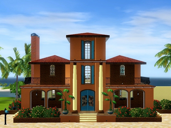 Sims 3 — Mallorca by element902 — Colorful Mediterranean style home with spacious outdoor living areas, including
