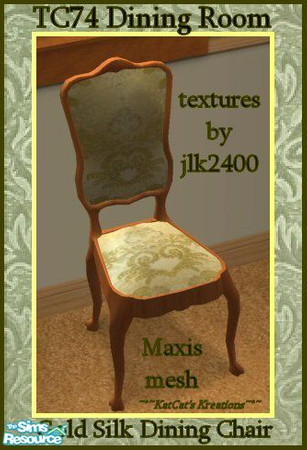 Sims 2 — TC74 Dining Room Gold Silk Dining Chair by KatCat — Recolor of the \"ErgoSupreme Dining Chair\" from