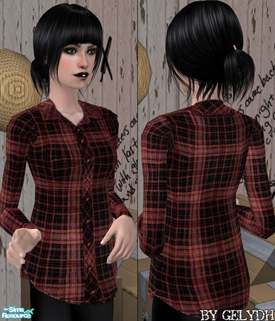 Sims 2 — Confusion - Red Bay by gelydh — Flannel, long-sleeved shirt that will overhang most, if not all, bottoms you