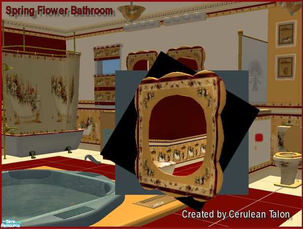 Sims 2 — Spring Flowers Bathroom Collection - Mirror by Cerulean Talon — Rich tones of color combine to make a cheerful