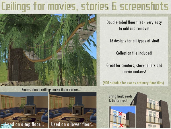 Sims 2 — Broken Plank (East-West) Ceiling (double-sided Floor Tile) by Cyclonesue — A double-sided floor tile to use as a