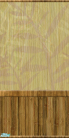 Sims 2 — Bamboo Desert - wallpaper 02 by perelinka — Beige wallpaper with leaves and wood.