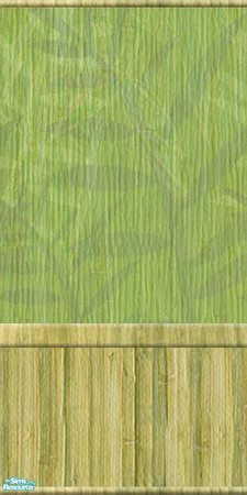 Sims 2 — Bamboo Jungle - wallpaper 02 by perelinka — Green wallpaper with leaves and wood.