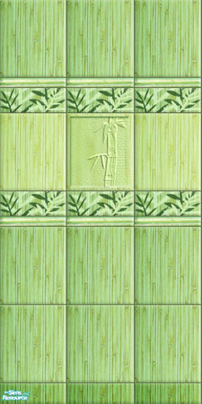 Sims 2 — Bamboo Jungle - tiled wall 02 by perelinka — Tiled green wall 02 with bamboo motif.