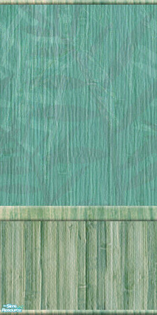 Sims 2 — Bamboo Lagoon - wallpaper 02 by perelinka — Cyan wallpaper with leaves and wood.
