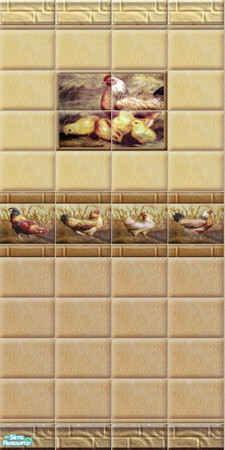 Sims 2 — HenHouse - wall02 by perelinka — Tiled wall with hen.