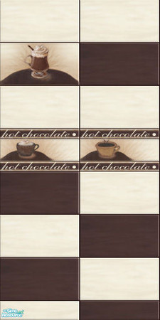 Sims 2 — Hot Chocolate - wall05 by perelinka — Tiled wall 05 with cup of hot chocolate