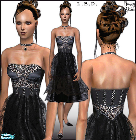 Sims 2 — L. B. D. - Ramona by BunnyTSR — An elegant little black cocktail dress. Strapless boned satin bodice featuring