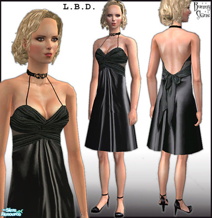 Sims 2 — L. B. D. - Fabienne by BunnyTSR — An elegant backless cocktail dress in black satin charmeuse with ruched black