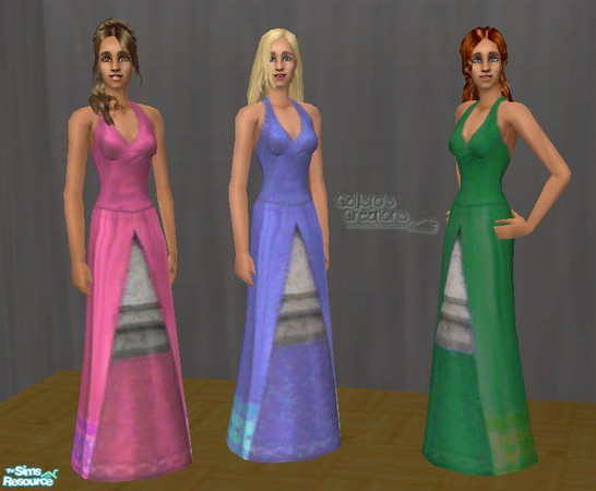 Sims 2 — Halter formals by Callisto149 — Recolor of maxis dresses. Base game compatable. 