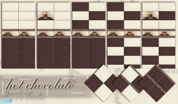 Sims 2 — Hot Chocolate by perelinka — Set of tiled walls and floors .